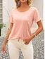 cheap Basic Women&#039;s Tops-T shirt Tee Women&#039;s White Pink Plain Open Back Street Daily Fashion Round Neck Regular Fit S