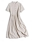 abordables vestidos de algodón y lino de diseño-Mujer Vestido blanco Vestido de lino Vestido de Camisa Vestido Midi Botón Casual Vacaciones Cuello Camisero Manga Corta Verano Primavera Ejercito verde Rosa Plano