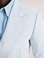 tanie Garnitury-Jasnozielone męskie garnitury na lato z serersuckerem garnitury do ślubu na plaży 2-częściowy garnitur w prążki standardowy krój jednorzędowy z dwoma guzikami 2024