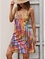 preiswerte Bedruckte Kleider-Damen Tank-Top Kleid Farbverlauf Bedruckt U-Ausschnitt Minikleid Ärmellos Sommer