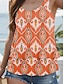 cheap Tank Tops &amp; Camis-Women&#039;s Tank Top Vest Geometric Ruffle Print Sleeveless U Neck Orange Summer