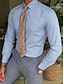 abordables Chemises-Chemise habillée bleue pour hommes, coupe standard, manches longues, revers, couleur unie, polyester, 2024