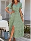 Χαμηλού Κόστους Print Φορέματα-Γυναικεία Φλοράλ Σκίσιμο Στάμπα Λαιμόκοψη V Μίντι φόρεμα Μπόχο Καθημερινά Διακοπές Κοντομάνικο Καλοκαίρι