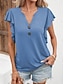 ieftine Bluze simple pentru femei-Tricou Pentru femei Negru Alb Verde Deschis Simplu Bufantă Buton Stradă Zilnic De Bază Modern În V Fit regulat S