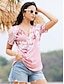 voordelige Dames T-shirts-Dames T-shirt Henley-shirt Bloemig Afdrukken Casual Dagelijks Vintage Tuniekjes Korte mouw V-hals Rood