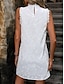 Χαμηλού Κόστους απλά φορέματα-Γυναικεία Φόρεμα Μίνι φόρεμα Δαντέλα Κουρελού Κομψό στυλ street Στρογγυλή Ψηλή Λαιμόκοψη Λευκό Χρώμα