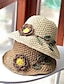 ieftine Pălării Damă-1 buc pălărie de paie cu împletitură de flori, pălărie de bazin creativă, lucrată manual, pălărie de soare cu goluri de vară, care să respire, potrivite pentru vacanța la mare