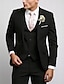 olcso Öltönyök-zsálya fekete égkék férfi báli öltöny esküvői öltöny egyszínű 3 részes parti ruha szabott egymellű kétgombos 2024