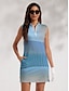 Χαμηλού Κόστους Συλλογή σχεδιαστών-Γυναικεία φόρεμα γκολφ Μπλε Απαλό Αμάνικο Αντιηλιακή Προστασία Στολή τένις Ριγέ Γυναικεία ενδυμασία γκολφ Ρούχα Ρούχα Ενδύματα