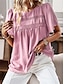 economico Top da donna Basic-Camicia Blusa Per donna Bianco Rosa Rosso Liscio Pizzo Occhiello Strada Giornaliero Essenziale Moderno Rotonda Standard S