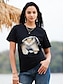 tanie T-shirty damskie-Damskie Podkoszulek Śmieszna koszulka Czarny Biały Graficzny Kot Nadruk Krótki rękaw Codzienny Podstawowy Okrągły dekolt Regularny 100% bawełna 3D Cat S