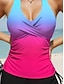 זול טנקיני-בגדי ריקוד נשים בגדי ים טנקיני 2 חתיכות בגד ים Ombre צבע מעבר צבע חופשה בגדי ים
