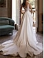 baratos Vestidos de Casamento-Vestidos de noiva De Baile Ombro a Ombro Decote V Sem Manga Cauda Capela Cetim Vestidos de noiva Com Pregas Franzido 2024