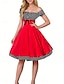 preiswerte Kleider mit Vintage-Print-Damen Bedruckt Vintage-Kleid Midikleid Punkt Schulterfrei Ärmellos Party Verabredung Schwarz Rote