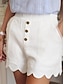 cheap Women&#039;s Cotton Linen Pants-Women&#039;s 100% Cotton Plain Button Pocket Elastic Waist Short Pants Summer Spring
