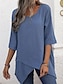 ieftine Bluze simple pentru femei-Cămașă Bluză Pentru femei Albastru piscină Trifoi Gri Simplu Tiv asimetric Stradă Zilnic Modă Rotund Fit regulat S