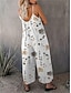 cheap Vacation Jumpsuit-Women&#039;s Jumpsuit Backless Pocket Floral V Neck Streetwear Vacation Weekend Regular Fit Sleeveless White Red Blue S M L Summer