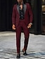 cheap Suits-Black Pink Red Men&#039;s Prom Suits Wedding Tuxedos Suits Burgundy Solid Colored 2 Piece Fashion Daily Formal Tailored Fit Single Breasted One-button 2024