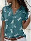 baratos Blusas e Camisas de mulher-Mulheres Camisa Social Blusa Animal Botão Imprimir Diário Férias Casual Manga Curta Colarinho de Camisa Rosa Primavera Verão