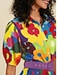 economico abito casual stampato-Abito chemisier midi con cintura e stampa floreale arcobaleno in raso