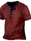 お買い得  メンズカジュアルTシャツ-男性用 Tシャツ ヘンリーシャツ ティートップ カラーブロック ビンテージ ヘンリー ストリート バケーション 半袖 ボタン 衣類 ファッション デザイナー ベーシック