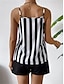 cheap Women&#039;s Two Piece Sets-Women&#039;s Tank Top Shorts Sets Striped Print Holiday Weekend Fashion Sleeveless Strap Black Summer