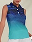 ieftine Colecția de designer-Pentru femei Tricou POLO Albastru Fără manșon Protecție Solară Topuri Vestimenta Golf Doamnelor Haine Ținute Poartă Îmbrăcăminte