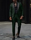 お買い得  スーツ-バーガンディー ダークグリーン ダックグレー 男性用 結婚式 スーツ ソリッド 2点セット ファッション 日常 フォーマル テイラーフィット シングルブレスト 一つボタン 2024年
