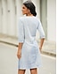 cheap Print Dresses-Women&#039;s Casual Dress V-Neck Stripe Pattern Knee-Length Short Sleeve Spring Summer Beach Daytime Full Size