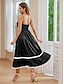 abordables vestidos sencillos-Mujer Vestido negro Vestido maxi Ribete de encaje Elegante Correa de espagueti Sin Mangas Negro Color