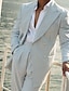 olcso Öltönyök-világoszöld férfi seersocker nyári öltönyök strand esküvői öltöny 2 részes csíkos öltöny szabványos egymellű kétgombos 2024