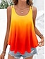 cheap Tank Tops &amp; Camis-Women&#039;s Tank Top Camisole Ombre Color Gradient Print Vacation Stylish Casual Sleeveless U Neck Pink Summer