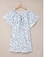 preiswerte Blusen und Hemden für Damen-Damen Hemd Bluse Blumen Täglich Urlaub mit Schnürung Bedruckt Rosa Kurzarm Brautkleider schlicht V Ausschnitt Sommer