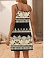 cheap Print Dresses-Women&#039;s Print V Neck Mini Dress Sleeveless Summer