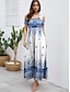 cheap Print Dresses-Women&#039;s Casual Dress Graphic Split Off Shoulder  Maxi Dress