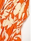 Недорогие повседневное платье с принтом-Жен. Курортная одежда Длинное платье Оранжевый Без рукавов Цветочный принт Назад Весна лето V-образный вырез Пляжный отдых XS S M