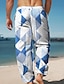 levne Pánské kalhoty pro volný čas s potiskem-Pánské Havajské Kostkovaný Kalhoty Venkovní Dovolená Volný potah Lehce elastické
