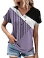 cheap Women&#039;s T-shirts-Women&#039;s T shirt Tee Color Block Striped Print Daily Weekend Fashion Short Sleeve V Neck Black Summer