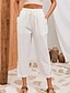 abordables Pantalones de mujer-Mujer Pantalones Algodón Bolsillos laterales Cortado Hasta el Tobillo Blanco Primavera verano