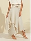 billige dameskjørt-plissert maxi-skjørt for kvinner asymmetrisk lommetørklekant med belte med høy midje flytende elegant fritidsarbeid vår sommer