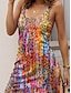 preiswerte Bedruckte Kleider-Damen Tank-Top Kleid Farbverlauf Bedruckt U-Ausschnitt Minikleid Ärmellos Sommer