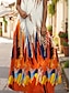 abordables Robes à motifs-Femme Imprimer Col Carré robe longue Sans Manches Eté