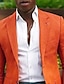 Χαμηλού Κόστους Μπλέιζερ και σακάκι-ανδρικό casual blazer jacket plus size κανονική προσαρμοσμένη εφαρμογή μονόχρωμο μονόστομο με δύο κουμπιά πορτοκαλί 2024