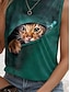 preiswerte Tank-Shirts &amp; kurze Jäckchen für Damen-Damen Tank Top Weste Farbverlauf Tier Grün Ärmellos Rundhalsausschnitt Sommer