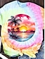 abordables Camisetas de mujer-Mujer Camiseta Tie-dye Vacaciones Tropical Hawaiano Manga Corta Cuello Barco Rosa Verano