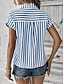 baratos Blusas listradas e geométricas-camisa feminina blusa estilosa moderna listrada botões estampa manga curta regular tops camisa gola férias diário preto rosa vermelho azul azul claro verão