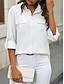 preiswerte Basic-Damenoberteile-Hemd Bluse Damen Schwarz Weiß Rosa Glatt Taste Tasche Strasse Täglich Modisch Hemdkragen Regular Fit S