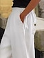 رخيصةأون سراويل تحتية قصيرة للنساء-نسائي سراويل خليط كتان / قطن شبكة جيوب جانبية Ankle-length أبيض للربيع والصيف