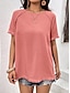 preiswerte Basic-Damenoberteile-Hemd Bluse Damen Rosa Grün Beige Glatt Quaste Strasse Täglich Modisch Rundhalsausschnitt Regular Fit S