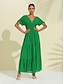 billige afslappet kjole-kvinders chiffon grøn grime v-hals binde bagpå smock maxi kjole